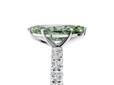 White gold Fancy Green Marquise Cut Diamond Pavé Band Solitaire Ring with Prong Setting_127