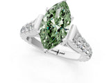 White gold Fancy Green Marquise  Cut Diamond Pavé Band Solitaire with Four-Prong Setting_16
