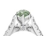 White gold Fancy Green Marquise  Cut Diamond Pavé Band Solitaire with Four-Prong Setting_19