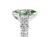 White gold Fancy Green Marquise  Cut Diamond Pavé Band Solitaire with Four-Prong Setting_20