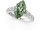 White gold Fancy Green Marquise  Cut Diamond Pavé Band Solitaire with Four-Prong Setting_4