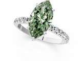 White gold Fancy Green Marquise  Cut Diamond Pavé Band Solitaire with Four-Prong Setting_4