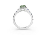 White gold Fancy Green Marquise  Cut Diamond Pavé Band Solitaire with Four-Prong Setting_6