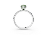 White gold Fancy Green Marquise  Cut Diamond Pavé Band Solitaire with Four-Prong Setting_6