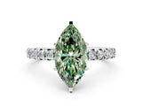 White gold Fancy Green Marquise  Cut Diamond Pavé Band with Four-Prong Setting_18