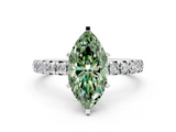 White gold Fancy Green Marquise  Cut Diamond Pavé Band with Four-Prong Setting_76