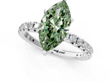 White gold Fancy Green Marquise  Cut Diamond Pavé Band with Four-Prong Setting_79