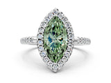 White gold Fancy Green Marquise Cut Diamond Pavé Halo Ring with Four-Prong Setting_65