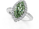 White gold Fancy Green Marquise Cut Diamond Pavé Halo Ring with Four-Prong Setting_66