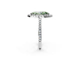 White gold Fancy Green Marquise Cut Diamond Pavé Halo Ring with Four-Prong Setting_67