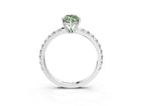 White gold Fancy Green Marquise Cut Diamond Pavé Solitaire Engagement Ring with Four-Prong Setting_169