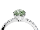 White gold Fancy Green Marquise Cut Diamond Pavé Solitaire Engagement Ring with Four-Prong Setting_178