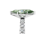White gold Fancy Green Marquise Cut Diamond Pavé Solitaire Ring with Round Band and Prong Setting_24