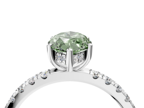 White gold Fancy Green Marquise  Cut Diamond Pave Band Solitaire Ring with Four-Prong Setting_28