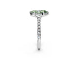 White gold Fancy Green Marquise Cut Diamond Pave Band Solitaire Ring with Round  and Prong Setting_132