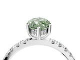 White gold Fancy Green Marquise Cut Diamond Pave Band Solitaire Ring with Round  and Prong Setting_134