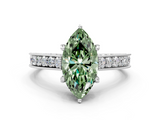 White gold Fancy Green Marquise  Cut Diamond Pave Band with Four-Prong Setting_37