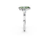 White gold Fancy Green Marquise  Cut Diamond Ring with Baguette Side Stones, Channel Set Band, and Four-Prong Setting_22