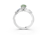White gold Fancy Green Marquise  Cut Diamond Ring with Baguette Side Stones, Channel Set Band, and Four-Prong Setting_23