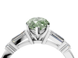 White gold Fancy Green Marquise  Cut Diamond Ring with Baguette Side Stones, Channel Set Band, and Four-Prong Setting_24