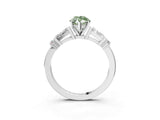 White gold Fancy Green Marquise  Cut Diamond Ring with Baguette Side Stones, Channel Set Band, and Four-Prong Setting_39