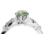 White gold Fancy Green Marquise  Cut Diamond Ring with Baguette Side Stones, Channel Set Band, and Four-Prong Setting_40