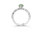 White gold Fancy Green Marquise Cut Diamond Ring with Marquise and Round  Side Stones and Four-Prong Setting_138