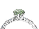 White gold Fancy Green Marquise Cut Diamond Ring with Marquise and Round  Side Stones and Four-Prong Setting_139