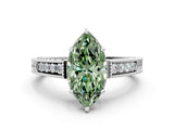 White gold Fancy Green Marquise Cut Diamond Ring with Milgrain Pavé Band and Four-Prong Setting_32