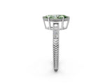 White gold Fancy Green Marquise Cut Diamond Ring with Milgrain Pavé Band and Four-Prong Setting_34
