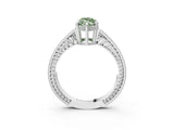 White gold Fancy Green Marquise Cut Diamond Ring with Milgrain Pavé Band and Four-Prong Setting_35