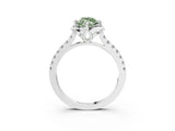 White gold Fancy Green Marquise Cut Diamond Ring with Pavé Band and Floral Prong Setting_66