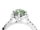 White gold Fancy Green Marquise Cut Diamond Ring with Pavé Band and Floral Prong Setting_67