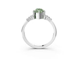 White gold Fancy Green Marquise Cut Diamond Ring with Side Stones and Four-Prong Setting_139