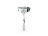 White gold Fancy Green Marquise Cut Diamond Ring with Side Stones and Four-Prong Setting_139