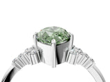 White gold Fancy Green Marquise Cut Diamond Ring with Side Stones and Four-Prong Setting_140