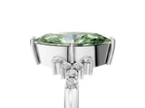 White gold Fancy Green Marquise Cut Diamond Ring with Side Stones and Four-Prong Setting_141