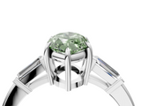 White gold Fancy Green Marquise  Cut Diamond Ring with Tapered Baguette Side Stones in Four-Prong Setting_7