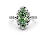 White gold Fancy Green Marquise Cut Diamond Scalloped Halo Engagement Ring with Round Shared Prong Band_13