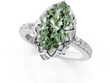 White gold Fancy Green Marquise Cut Diamond Scalloped Halo Engagement Ring with Round Shared Prong Band_14