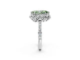 White gold Fancy Green Marquise Cut Diamond Scalloped Halo Engagement Ring with Round Shared Prong Band_15
