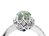 White gold Fancy Green Marquise Cut Diamond Scalloped Halo Engagement Ring with Round Shared Prong Band_17