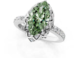 White gold Fancy Green Marquise Cut Diamond Scalloped Halo Engagement Ring with Round Shared Prong Band_20
