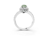 White gold Fancy Green Marquise Cut Diamond Scalloped Halo Engagement Ring with Round Shared Prong Band_22