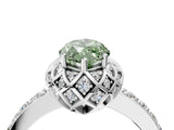 White gold Fancy Green Marquise Cut Diamond Scalloped Halo Engagement Ring with Round Shared Prong Band_23