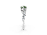 White gold Fancy Green Marquise Cut Diamond Scattered Round Accent Ring with Prong Setting_16