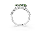 White gold Fancy Green Marquise Cut Diamond Scattered Round Accent Ring with Prong Setting_17