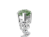 White gold Fancy Green Marquise Cut Diamond Scattered Round Accent Ring with Prong Setting_19