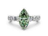 White gold Fancy Green Marquise Cut Diamond Side Stone Engagement Ring with Four-Prong Setting_39