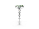White gold Fancy Green Marquise Cut Diamond Side Stone Solitaire Ring with Round  and Four-Prong Setting_164